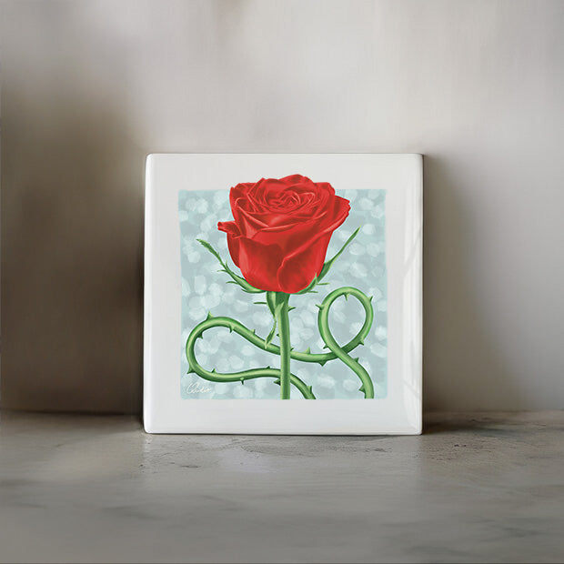 Giftset | Tegeltje + A5 kaart 'Graceful Rose'