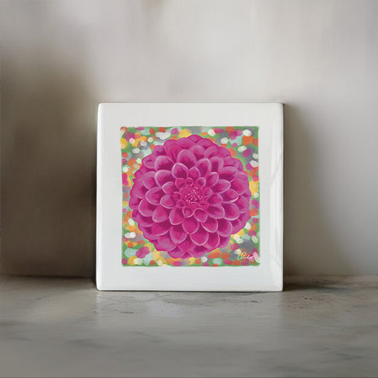 Giftset | Tegeltje + A5 kaart 'Dahlia'