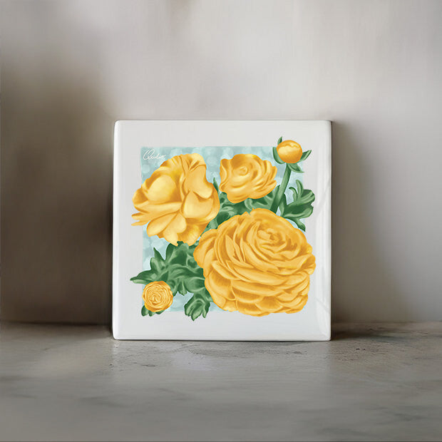 Giftset | Tegeltje + A5 kaart 'Persian Buttercups'