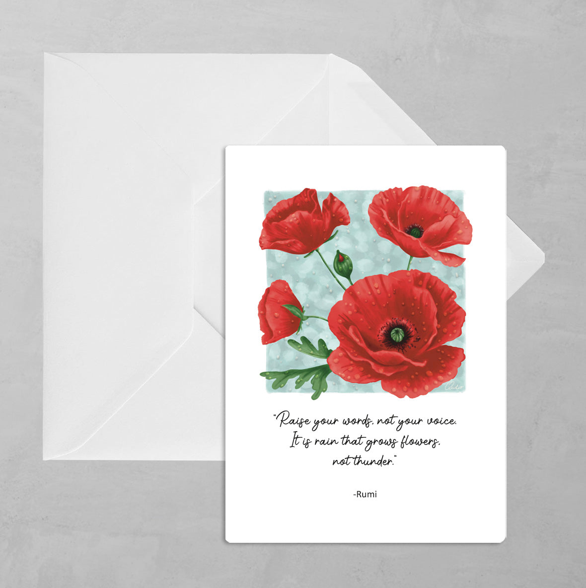 Giftset | Tegeltje + A5 kaart 'Poppy's'