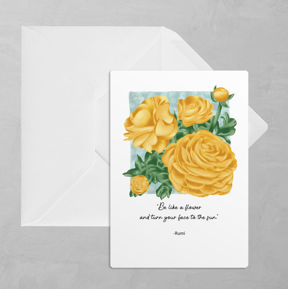 Giftset | Tegeltje + A5 kaart 'Persian Buttercups'