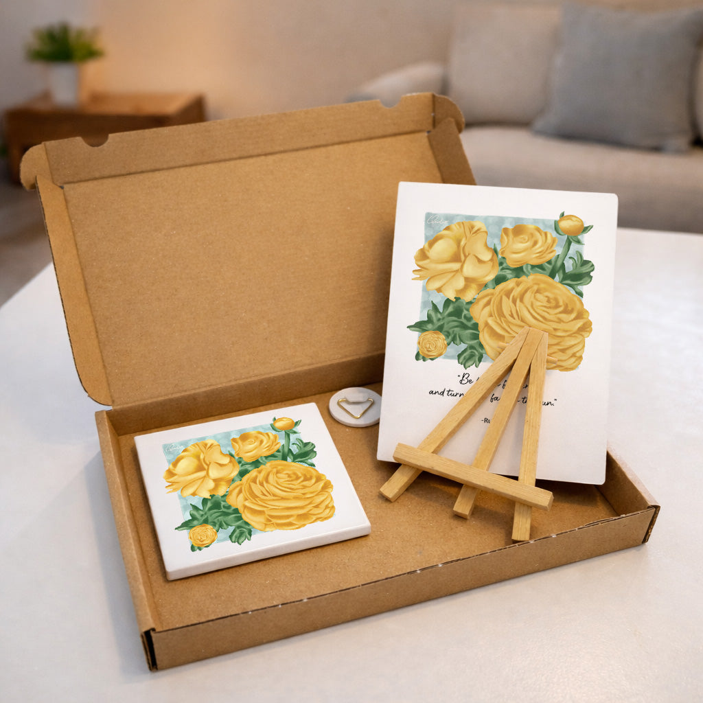 Giftset | Tegeltje + A5 kaart 'Persian Buttercups'